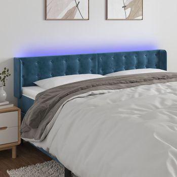 Cabecero Cama Con Led | Panel De Cabecera De Terciopelo Azul Oscuro 183x16x78/88 Cm Cfw7883836