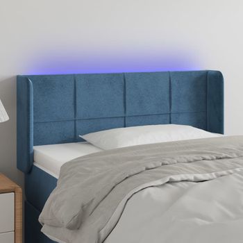 Cabecero Cama Con Led | Panel De Cabecera De Terciopelo Azul Oscuro 83x16x78/88 Cm Cfw9442895