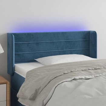 Cabecero Cama Con Led | Panel De Cabecera De Terciopelo Azul Oscuro 83x16x78/88 Cm Cfw8728029