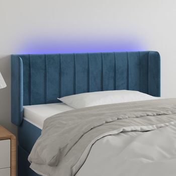 Cabecero Cama Con Led | Panel De Cabecera De Terciopelo Azul Oscuro 83x16x78/88 Cm Cfw9209125