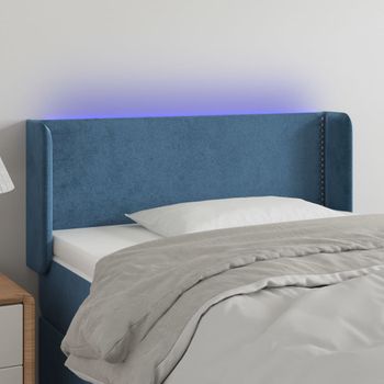 Cabecero Cama Con Led | Panel De Cabecera De Terciopelo Azul Oscuro 83x16x78/88 Cm Cfw7018538