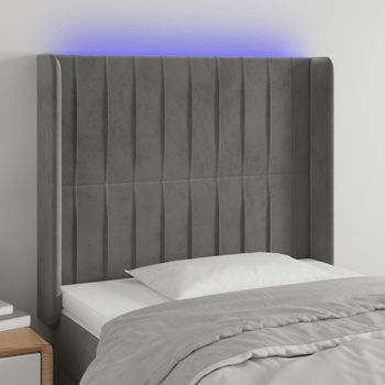 Cabecero Cama Con Led | Panel De Cabecera De Terciopelo Gris Claro 83x16x118/128 Cm Cfw1984331