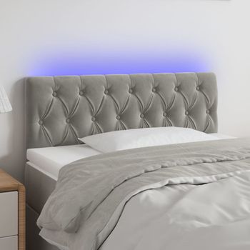 Cabecero Cama Con Led | Panel De Cabecera De Terciopelo Gris Claro 90x7x78/88 Cm Cfw3264540