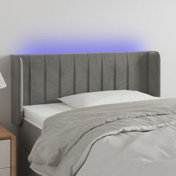 Cabecero Cama Con Led | Panel De Cabecera De Terciopelo Gris Claro 93x16x78/88 Cm Cfw1974404