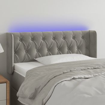 Cabecero Cama Con Led | Panel De Cabecera De Terciopelo Gris Claro 93x16x78/88 Cm Cfw7083989