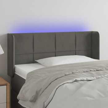 Cabecero Cama Con Led | Panel De Cabecera De Terciopelo Gris Oscuro 103x16x78/88 Cm Cfw7968298