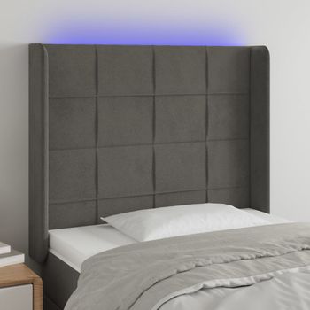 Cabecero Cama Con Led | Panel De Cabecera De Terciopelo Gris Oscuro 83x16x118/128 Cm Cfw4735683