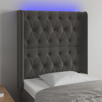 Cabecero Cama Con Led | Panel De Cabecera De Terciopelo Gris Oscuro 83x16x118/128 Cm Cfw9100407