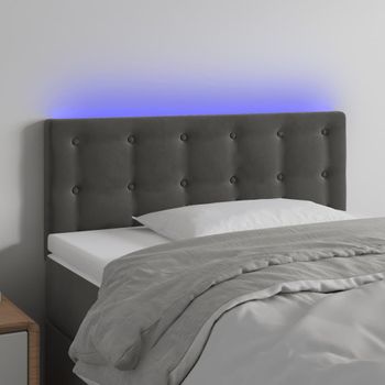 Cabecero Cama Con Led | Panel De Cabecera De Terciopelo Gris Oscuro 90x5x78/88 Cm Cfw2769768