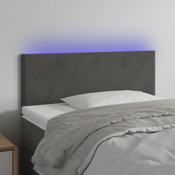 Cabecero Cama Con Led | Panel De Cabecera De Terciopelo Gris Oscuro 90x5x78/88 Cm Cfw8878584