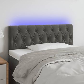 Cabecero Cama Con Led | Panel De Cabecera De Terciopelo Gris Oscuro 90x7x78/88 Cm Cfw7165427