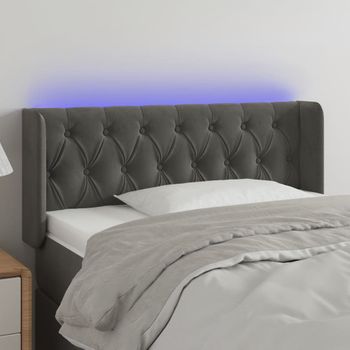 Cabecero Cama Con Led | Panel De Cabecera De Terciopelo Gris Oscuro 93x16x78/88 Cm Cfw1216420