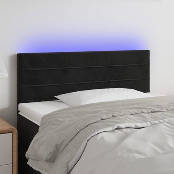 Cabecero Cama Con Led | Panel De Cabecera De Terciopelo Negro 100x5x78/88 Cm Cfw4256855