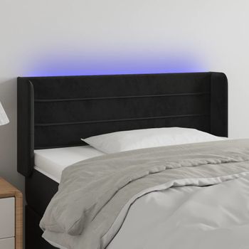 Cabecero Cama Con Led | Panel De Cabecera De Terciopelo Negro 103x16x78/88 Cm Cfw5831636