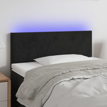 Cabecero Cama Con Led | Panel De Cabecera De Terciopelo Negro 90x5x78/88 Cm Cfw1431560