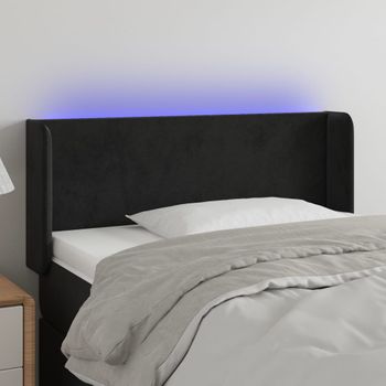 Cabecero Cama Con Led | Panel De Cabecera De Terciopelo Negro 93x16x78/88 Cm Cfw7006116