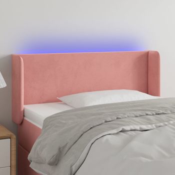 Cabecero Cama Con Led | Panel De Cabecera De Terciopelo Rosa 103x16x78/88 Cm Cfw4949077