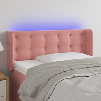 Cabecero Cama Con Led | Panel De Cabecera De Terciopelo Rosa 103x16x78/88 Cm Cfw1579098