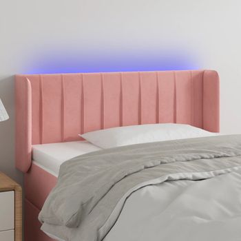 Cabecero Cama Con Led | Panel De Cabecera De Terciopelo Rosa 103x16x78/88 Cm Cfw3334197