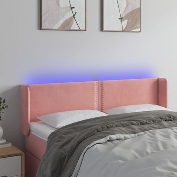 Cabecero Cama Con Led | Panel De Cabecera De Terciopelo Rosa 147x16x78/88 Cm Cfw7477536