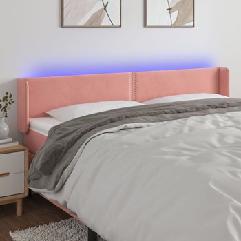 Cabecero Cama Con Led | Panel De Cabecera De Terciopelo Rosa 163x16x78/88 Cm Cfw7225846