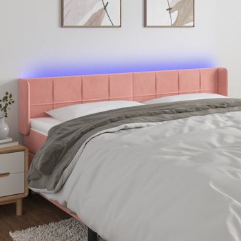 Cabecero Cama Con Led | Panel De Cabecera De Terciopelo Rosa 183x16x78/88 Cm Cfw4635611