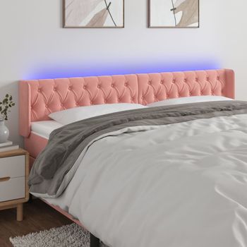 Cabecero Cama Con Led | Panel De Cabecera De Terciopelo Rosa 203x16x78/88 Cm Cfw2168130