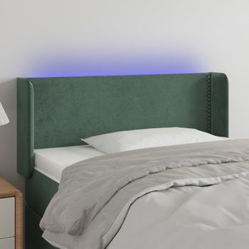 Cabecero Cama Con Led | Panel De Cabecera De Terciopelo Verde Oscuro 103x16x78/88 Cm Cfw4420205