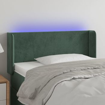 Cabecero Cama Con Led | Panel De Cabecera De Terciopelo Verde Oscuro 103x16x78/88 Cm Cfw4616789