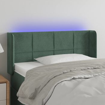 Cabecero Cama Con Led | Panel De Cabecera De Terciopelo Verde Oscuro 83x16x78/88 Cm Cfw3889354