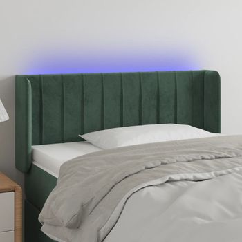 Cabecero Cama Con Led | Panel De Cabecera De Terciopelo Verde Oscuro 83x16x78/88 Cm Cfw9573878