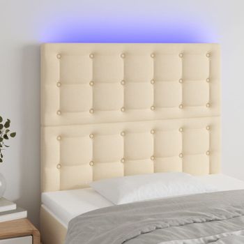 Cabecero Cama Con Luces Led | Panel De Cabecera Tela Crema 100x5x118/128 Cm Cfw1642037