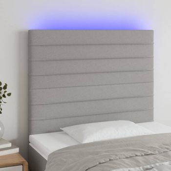 Cabecero Cama Con Luces Led | Panel De Cabecera Tela Gris Claro 80x5x118/128 Cm Cfw5292294