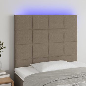 Cabecero Cama Con Luces Led | Panel De Cabecera Tela Gris Taupe 100x5x118/128 Cm Cfw1210719