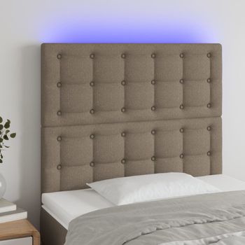 Cabecero Cama Con Luces Led | Panel De Cabecera Tela Gris Taupe 100x5x118/128 Cm Cfw3315302