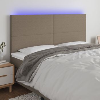 Cabecero Cama Con Luces Led | Panel De Cabecera Tela Gris Taupe 160x5x118/128 Cm Cfw6789477