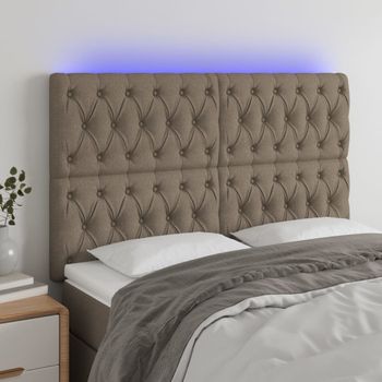 Cabecero Cama Con Luces Led | Panel De Cabecera Tela Gris Taupe 160x7x118/128 Cm Cfw8447338