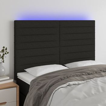 Cabecero Cama Con Luces Led | Panel De Cabecera Tela Negro 144x5x118/128 Cm Cfw3195145