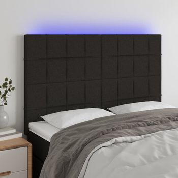 Cabecero Cama Con Luces Led | Panel De Cabecera Tela Negro 144x5x118/128 Cm Cfw9022535