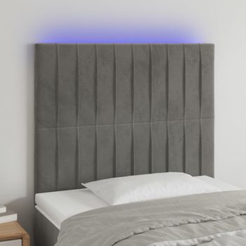 Cabecero Cama Con Luces Led | Panel De Cabecera Terciopelo Gris Claro 80x5x118/128 Cm Cfw2625416