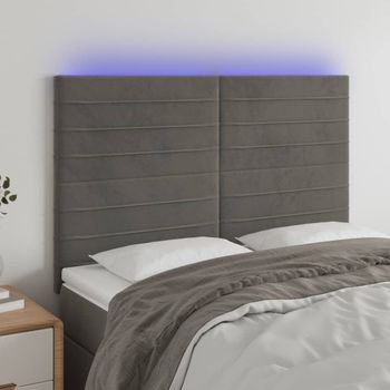 Cabecero Cama Con Luces Led | Panel De Cabecera Terciopelo Gris Oscuro 144x5x118/128 Cm Cfw2347868