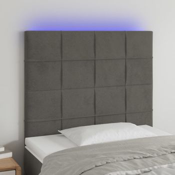 Cabecero Cama Con Luces Led | Panel De Cabecera Terciopelo Gris Oscuro 80x5x118/128 Cm Cfw6405029