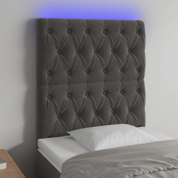 Cabecero Cama Con Luces Led | Panel De Cabecera Terciopelo Gris Oscuro 80x7x118/128 Cm Cfw5103531