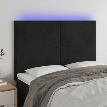 Cabecero Cama Con Luces Led | Panel De Cabecera Terciopelo Negro 144x5x118/128 Cm Cfw9603096