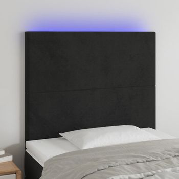 Cabecero Cama Con Luces Led | Panel De Cabecera Terciopelo Negro 90x5x118/128 Cm Cfw6890253