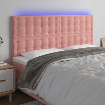 Cabecero Cama Con Luces Led | Panel De Cabecera Terciopelo Rosa 180x5x118/128 Cm Cfw1647441