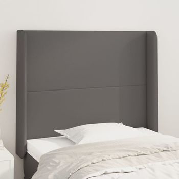 Cabecero Cama | Panel De Cabecera Con Orejas Cuero Sintético Gris 103x16x118/128cm Cfw6854845