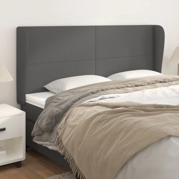 Cabecero Cama | Panel De Cabecera Con Orejas Cuero Sintético Gris 183x23x118/128cm Cfw3001398