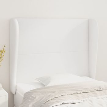 Cabecero Cama | Panel De Cabecera Con Orejas De Cuero Sintético Blanco 83x23x118/128 Cm Cfw7897785