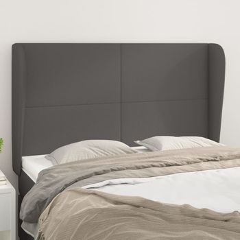 Cabecero Cama | Panel De Cabecera Con Orejas De Cuero Sintético Gris 147x23x118/128cm Cfw3041713